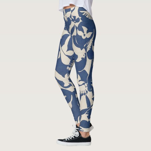 Pigeons in wit en blauw patroon Leggen Leggings (Links)