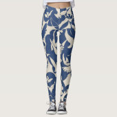 Pigeons in wit en blauw patroon Leggen Leggings (Voorkant)