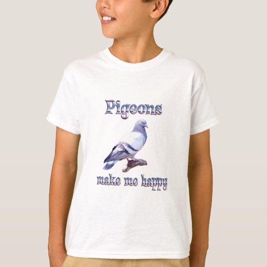 Pigeons maken me gelukkig t-shirt (Voorkant)