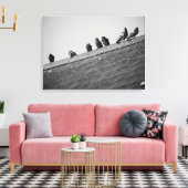 Pigeons op een dak canvas afdruk (Insitu (Woonkamer))