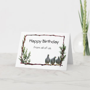 Pigeons op Twig Birthday Card Kaart