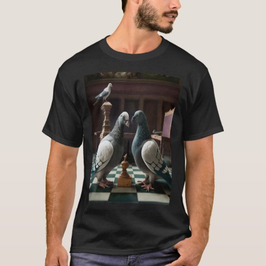 Pigeons playing chess t-shirt (Voorkant)