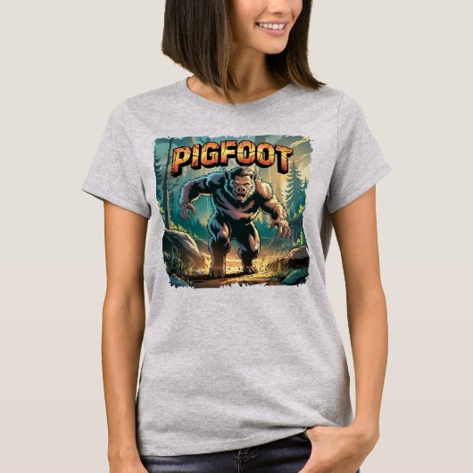 Pigfoot Illustration – Pig Bigfoot Funny Scary T-shirt (Voorkant)
