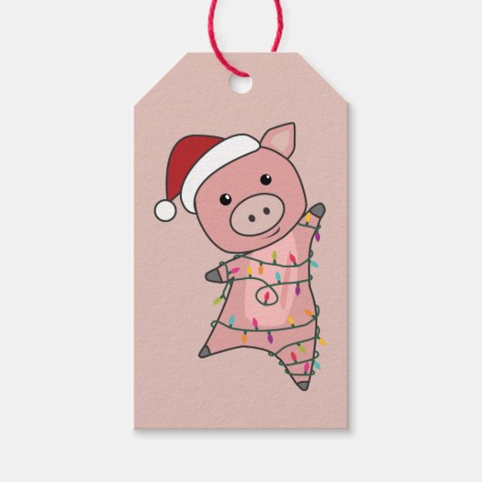Piggen Labels met cadeautjes voor kerstwinter Cadeaulabel (Voorkant)