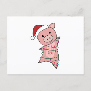 Piggen met kerstwintersneeuw briefkaart