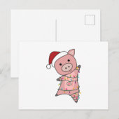 Piggen met kerstwintersneeuw briefkaart (Voorkant / Achterkant)