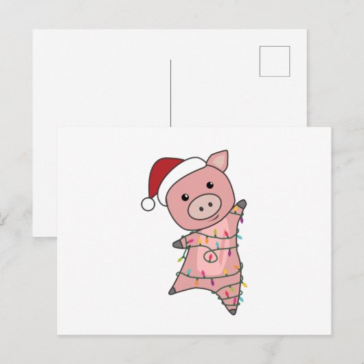 Piggen met kerstwintersneeuw briefkaart (Voorkant / Achterkant)
