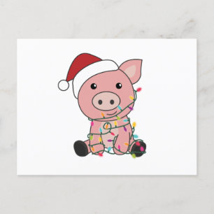 Piggen met kerstwintersneeuw briefkaart