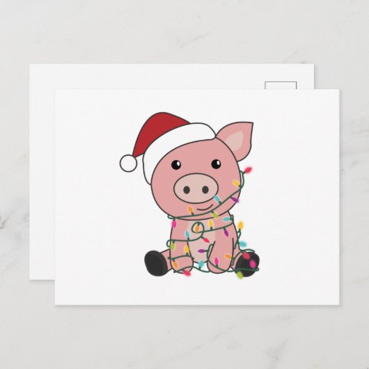 Piggen met kerstwintersneeuw briefkaart (Voorkant / Achterkant)