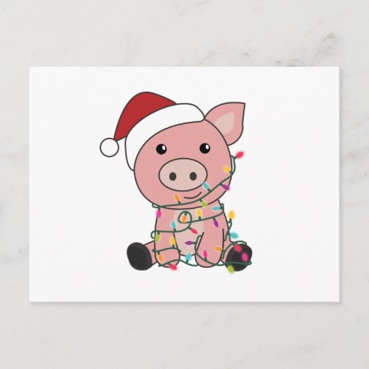 Piggen met kerstwintersneeuw briefkaart (Voorkant)