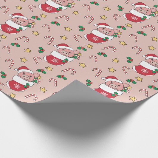 Piggen met kerstwintersneeuw cadeaupapier (Hoek)