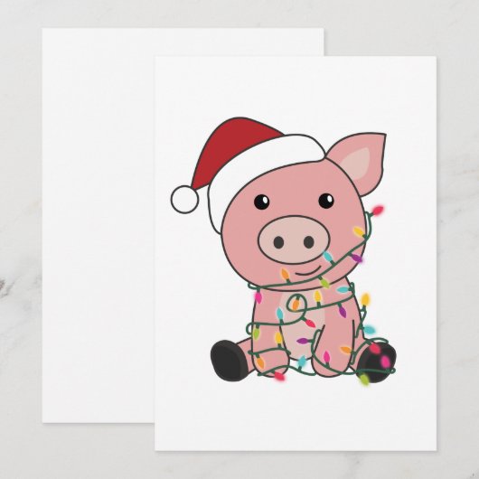 Piggen met kerstwintersneeuw feestdagenkaart (Voorkant / Achterkant)