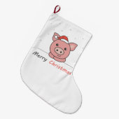 Piggen met kerstwintersneeuw grote kerstsok (Voorkant (Hangend))
