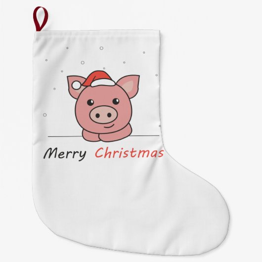 Piggen met kerstwintersneeuw grote kerstsok (Voorkant)