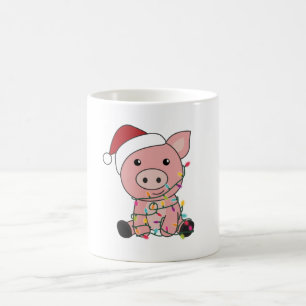 Piggen met kerstwintersneeuw koffiemok