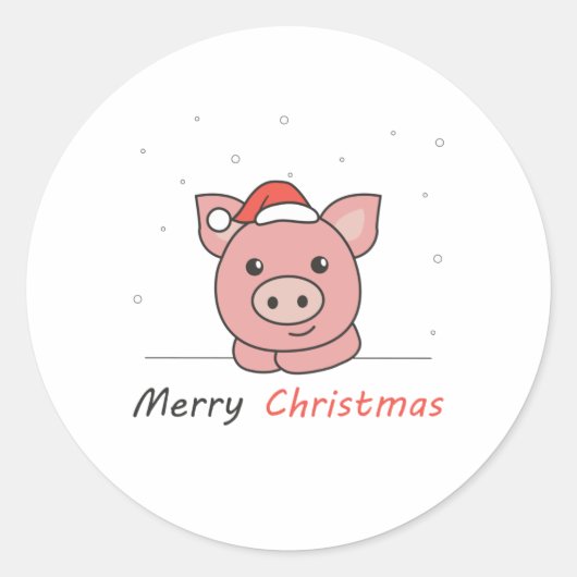 Piggen met kerstwintersneeuw ronde sticker (Voorkant)
