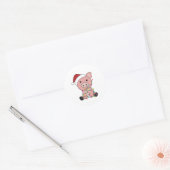 Piggen met kerstwintersneeuw ronde sticker (Envelop)