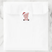 Piggen met kerstwintersneeuw ronde sticker (Tas)