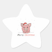 Piggen met kerstwintersneeuw ster sticker (Voorkant)