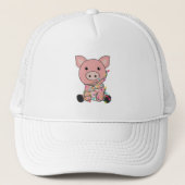 Piggen met kerstwintersneeuw trucker pet (Voorkant)