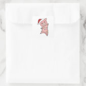 Piggen met kerstwintersneeuw vierkante sticker (Tas)