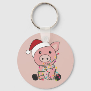 Piggen Sleutelhanger met kerstwintersneeuw