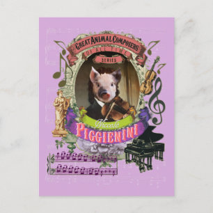 Piggienini Funny Pig Animal Composer Paganini Briefkaart