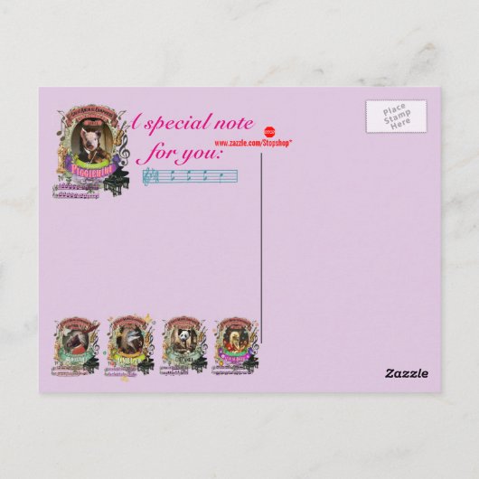 Piggienini Funny Pig Animal Composer Paganini Briefkaart (Achterkant)