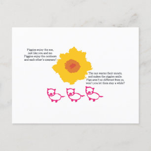 Piggies Geniet van het Briefkaart van de zon