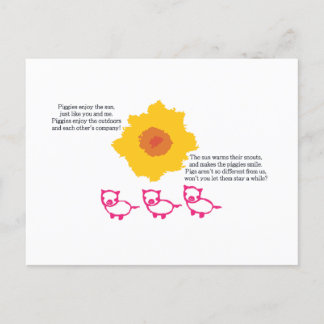 Piggies Geniet van het Briefkaart van de zon