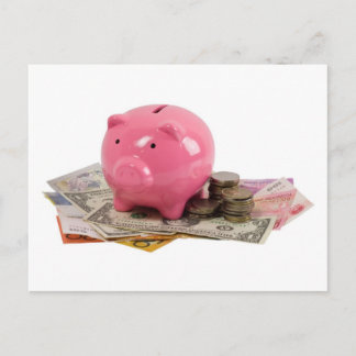 Piggy bank and money briefkaart