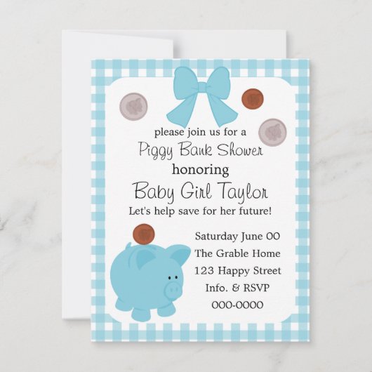 Piggy Bank Baby shower Kaart (Voorkant)