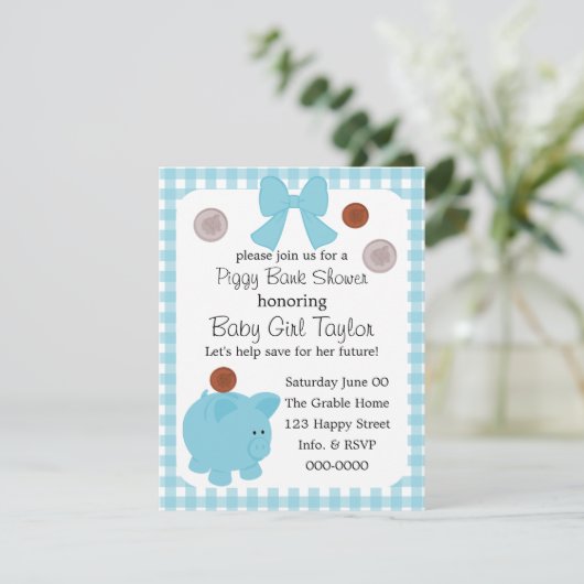 Piggy Bank Baby shower Kaart (Staand voorkant)