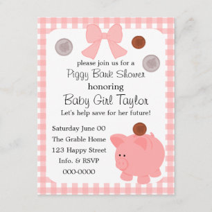 Piggy Bank Baby shower Kaart