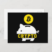 Piggy Bank Bitcoin Coin Cryptocurrency Crypto BTC  Briefkaart (Voorkant / Achterkant)