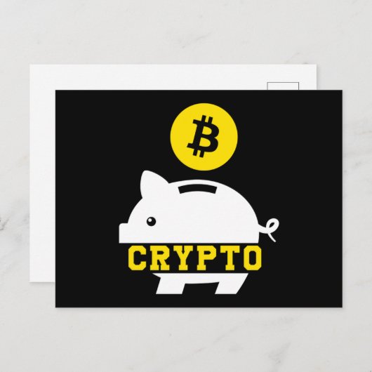 Piggy Bank Bitcoin Coin Cryptocurrency Crypto BTC  Briefkaart (Voorkant / Achterkant)