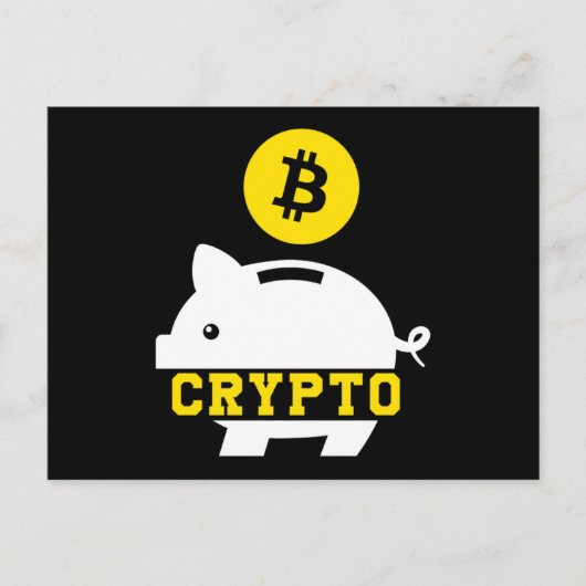 Piggy Bank Bitcoin Coin Cryptocurrency Crypto BTC  Briefkaart (Voorkant)