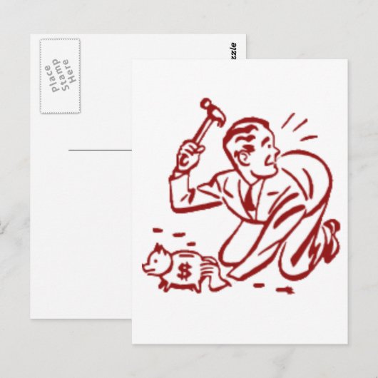 Piggy bank briefkaart (Voorkant / Achterkant)