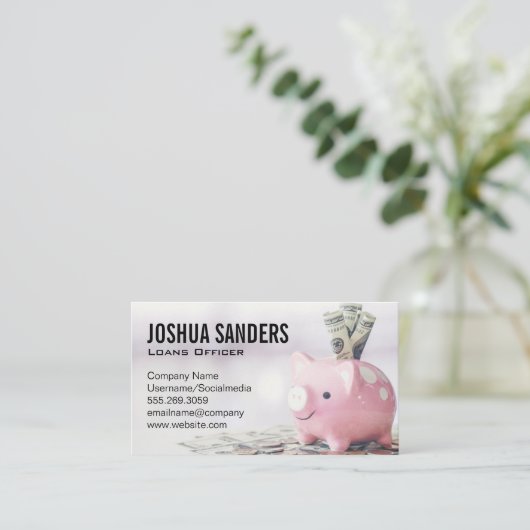 Piggy Bank | Dollars | Financiën Visitekaartje (Staand voorkant)