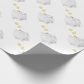 Piggy bank met gouden munten cadeaupapier (Hoek)