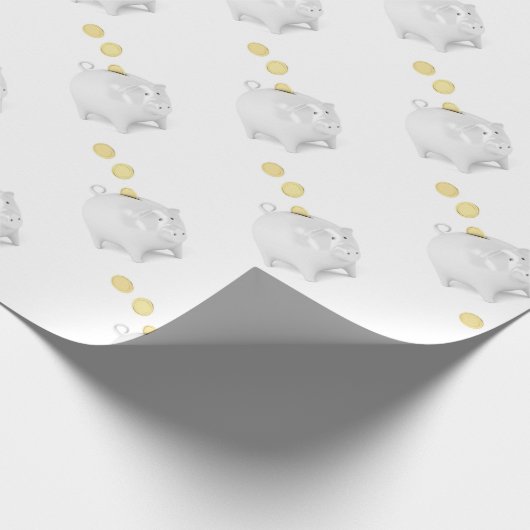 Piggy bank met gouden munten cadeaupapier (Hoek)