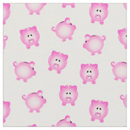 Piggy Bank Pattern on White Stof