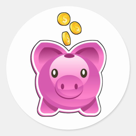 Piggy Bank Ronde Sticker (Voorkant)