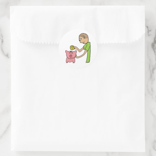 Piggy Bank Ronde Sticker (Tas)