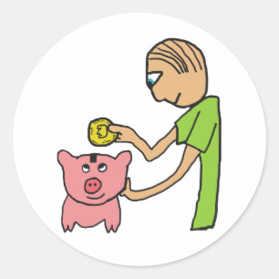 Piggy Bank Ronde Sticker