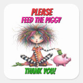 Piggy Bank Vierkante Sticker (Voorkant)