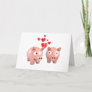 Piggy Banks in Liefde Wenskaarten Kaart