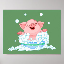Piggy Bath (groen) Poster