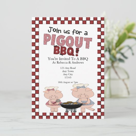 Piggy BBQ Party Kaart (Staand voorkant)