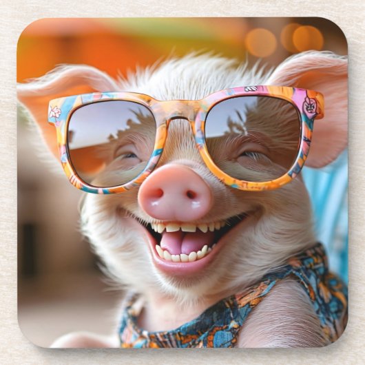 Piggy beach time bier onderzetter (Voorkant)